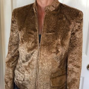 Oscar de la Renta brown shiny coat
